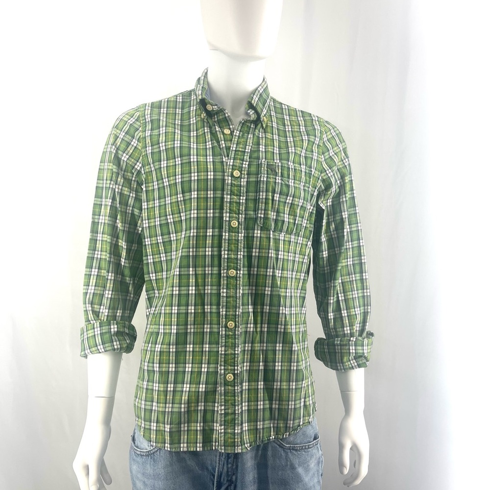 Abercrombie & Fitch Men's Green Checkered Shirt